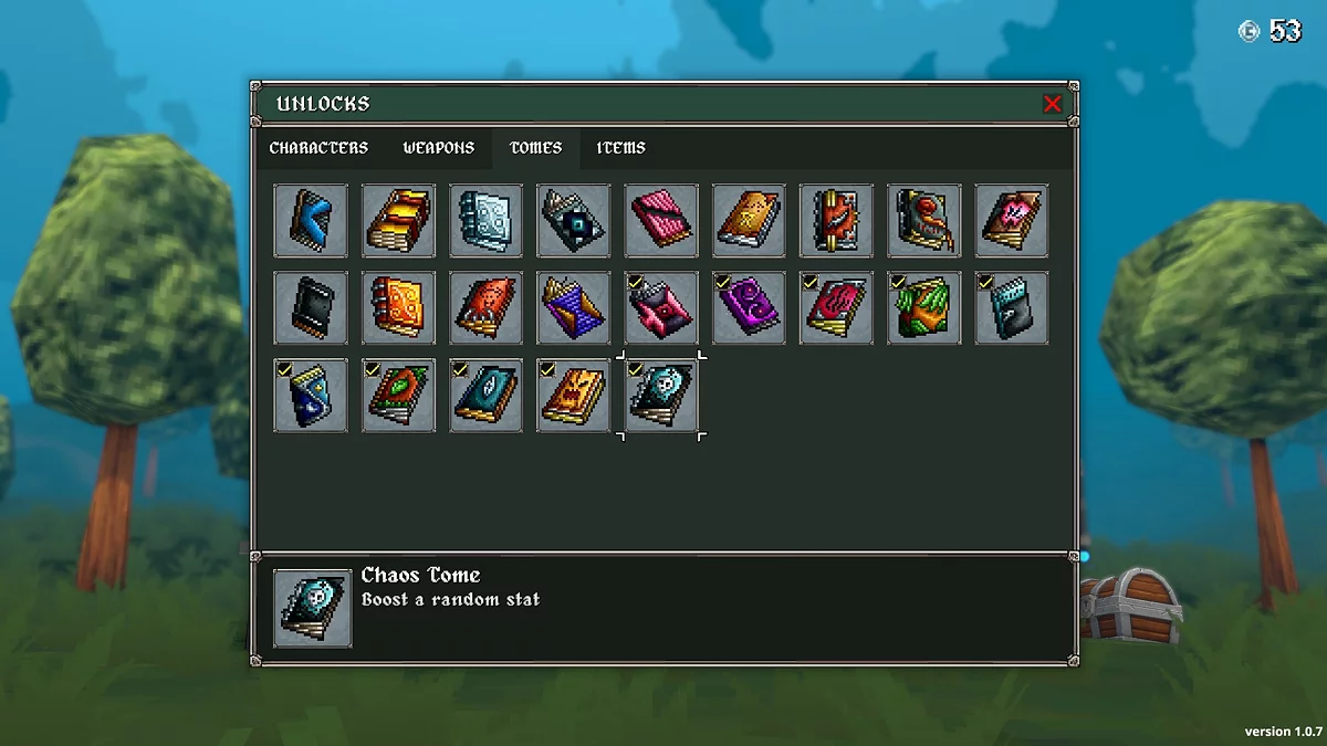 Интерфейс разблокировки редких фолиантов в MegaBonk с условиями получения