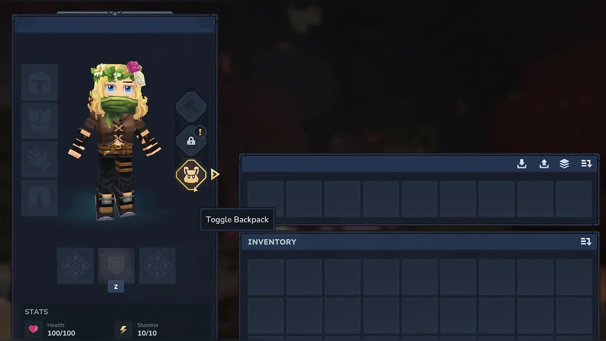 Интерфейс верстака второго уровня в Hytale с необходимыми ресурсами для крафта рюкзака