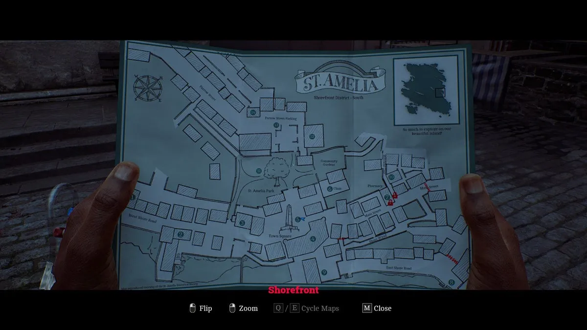 Карта набережной Сент-Амелии в Silent Hill: Townfall