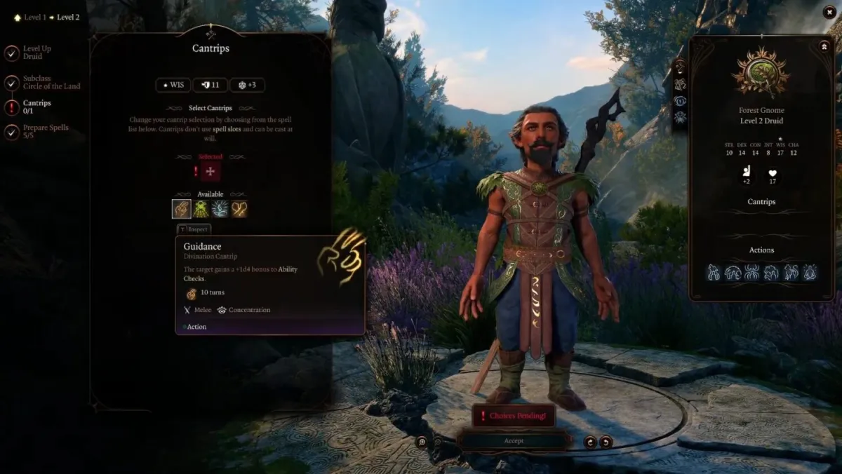 Заклинания друида 2 уровня и подкласс Круг Земли в Baldur's Gate 3