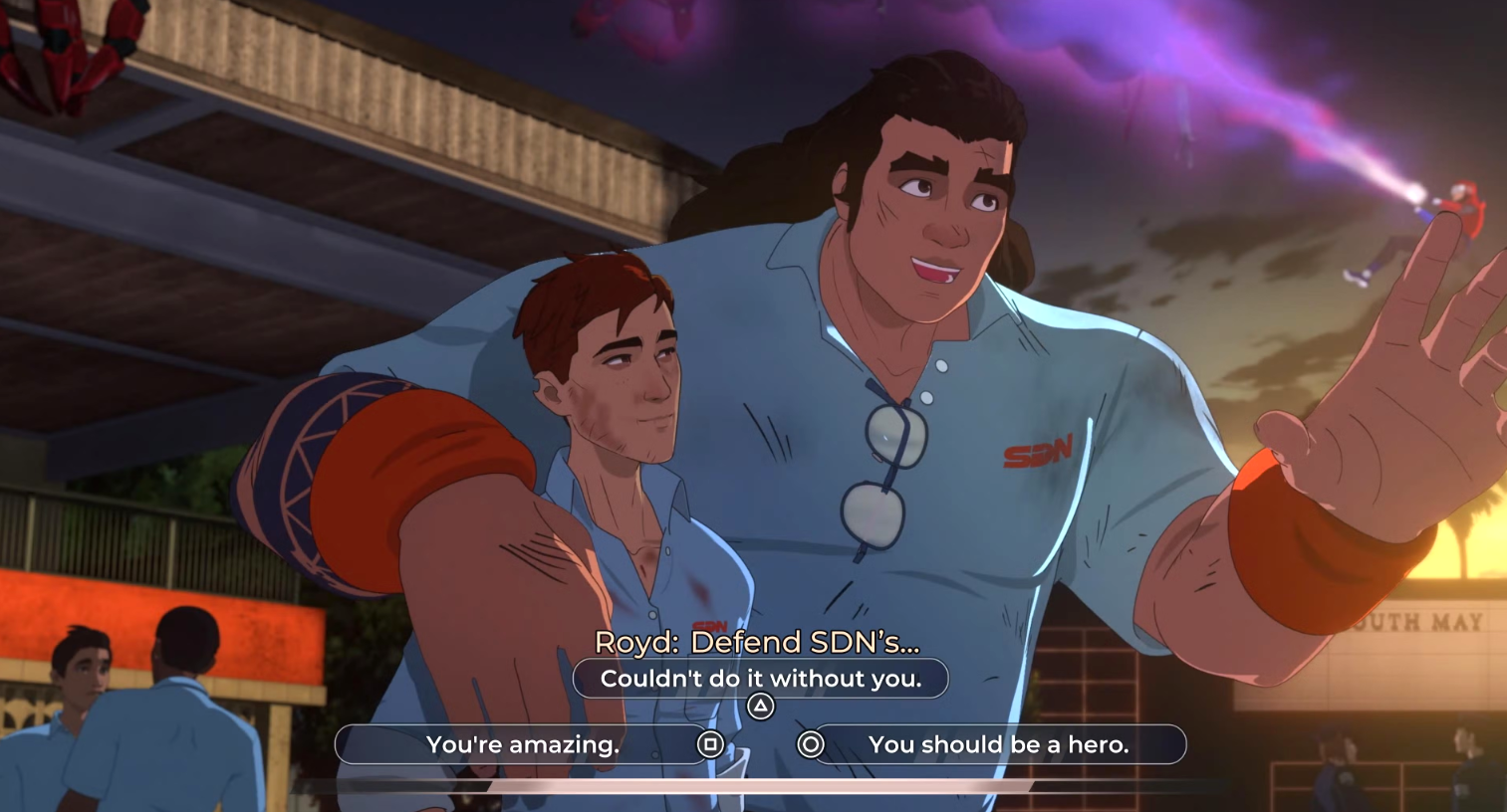 Романтическая сцена с Невидивой после финальной битвы в Dispatch