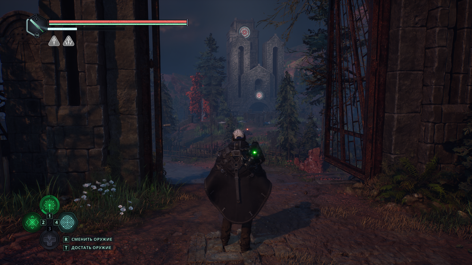 Вид на локацию Джелцзин в Hell is Us с церковью и мемориалом