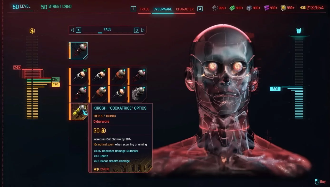 Имплант Куроси Василиск для лица в Cyberpunk 2077
