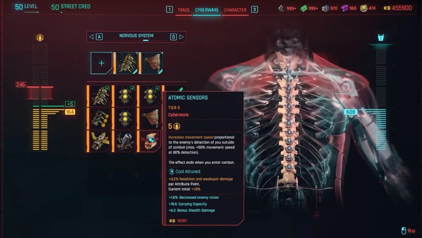 Имплант Атомные сенсоры для нервной системы в Cyberpunk 2077