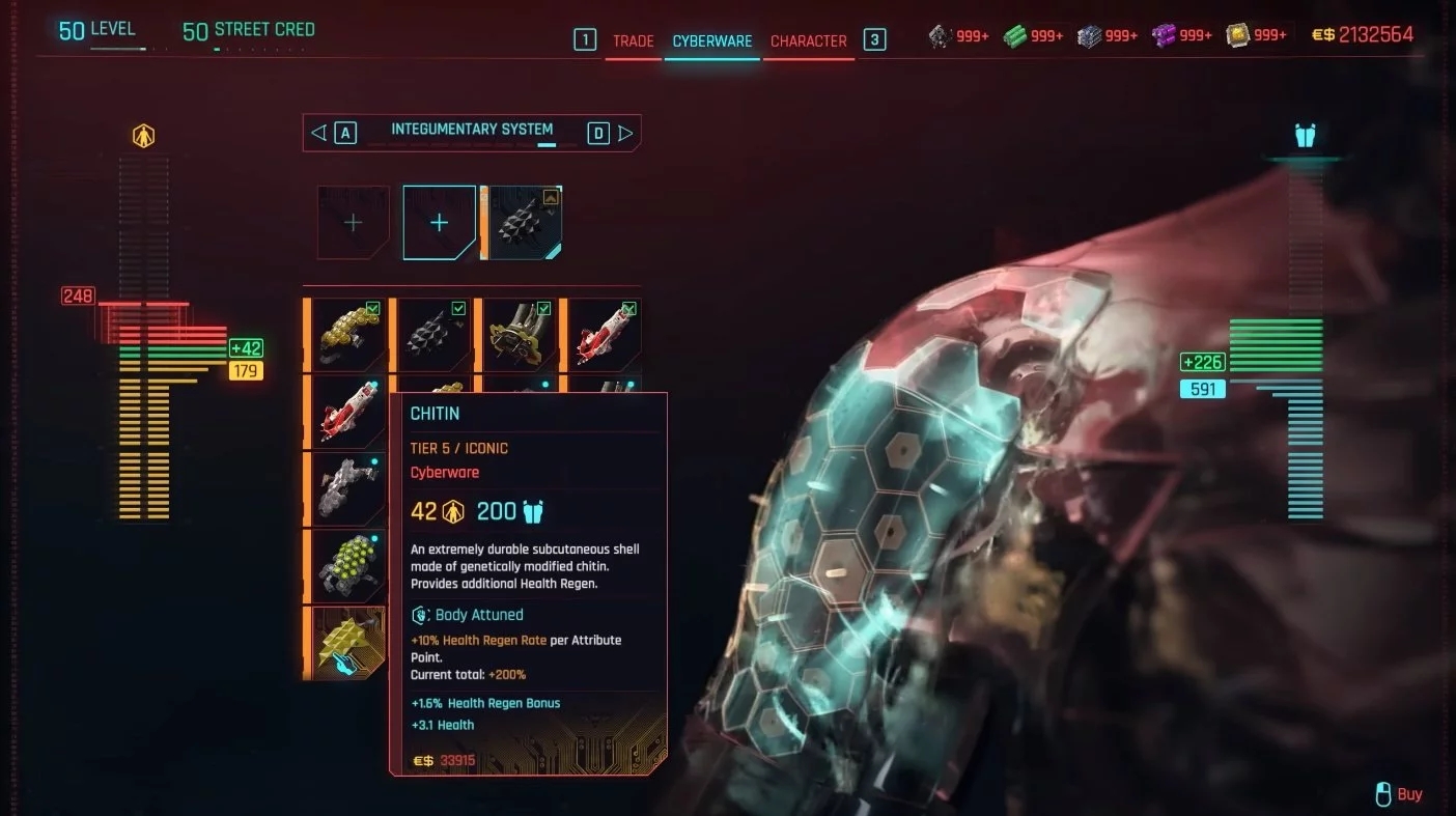 Культовый имплант Хитин в Cyberpunk 2077