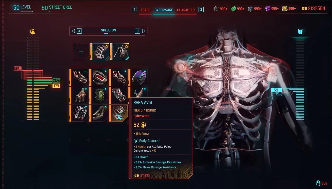 Имплант Редкая птица для брони в Cyberpunk 2077