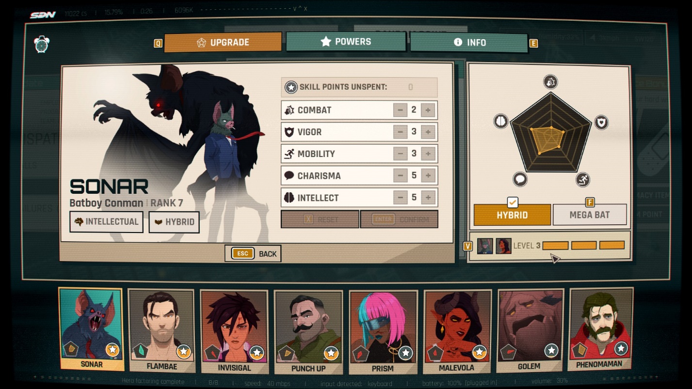 Прокачанный параметр героя до 10 уровня в Dispatch