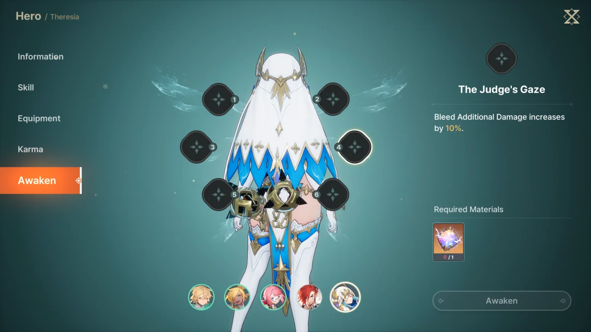 Меню пробуждения героя в DragonSword: Awakening