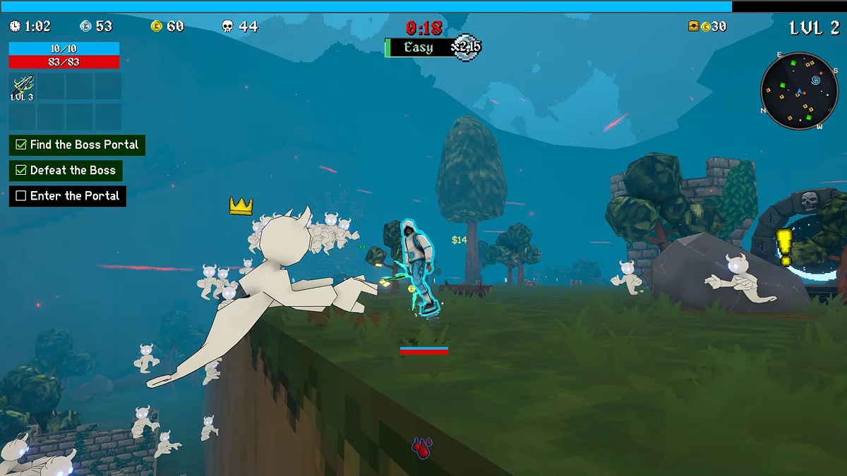 Финальный рой призраков после активации портала в MegaBonk