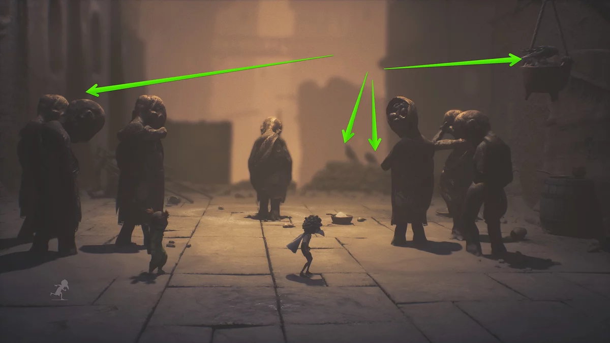 Четыре ворона на улице Некрополя — на статуе, в жаровне и на парапете справа