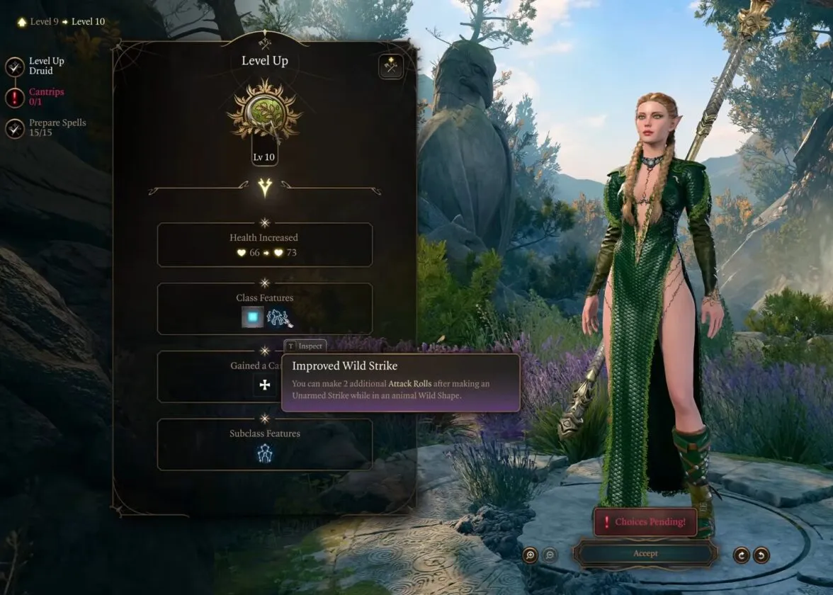 Друид Круга звёзд в Baldur’s Gate 3: выбор на 10 уровне