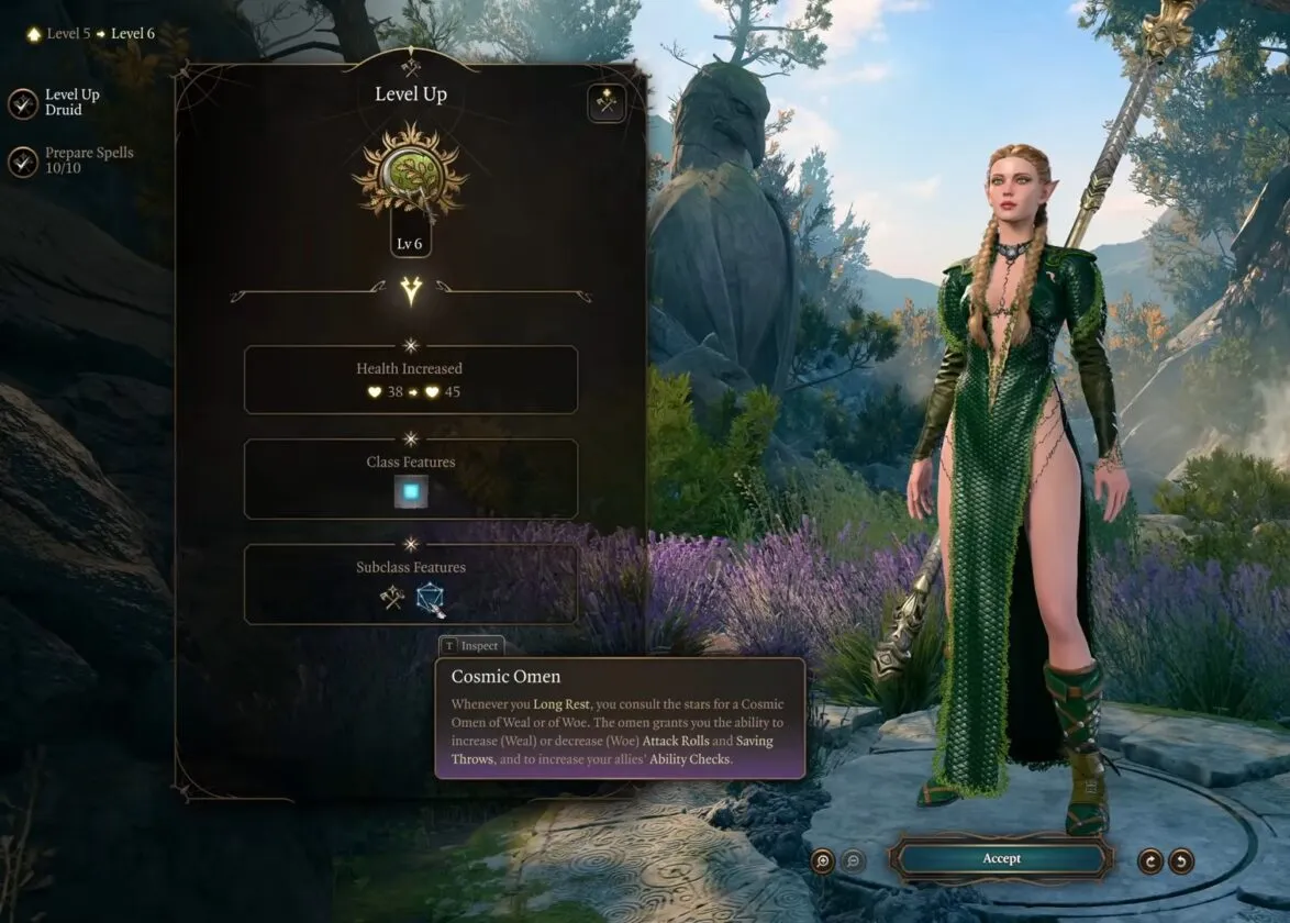 Друид Круга звёзд в Baldur’s Gate 3: выбор на 6 уровне