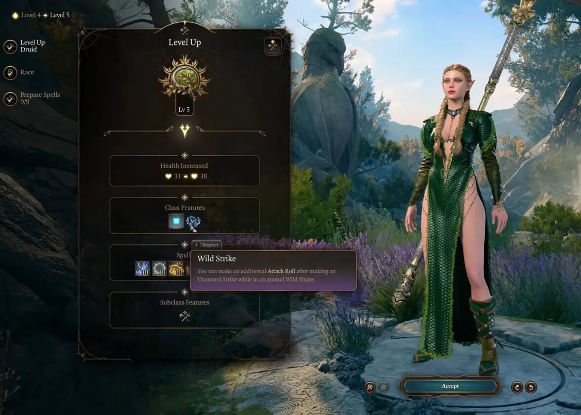 Друид Круга звёзд в Baldur’s Gate 3: выбор на 5 уровне