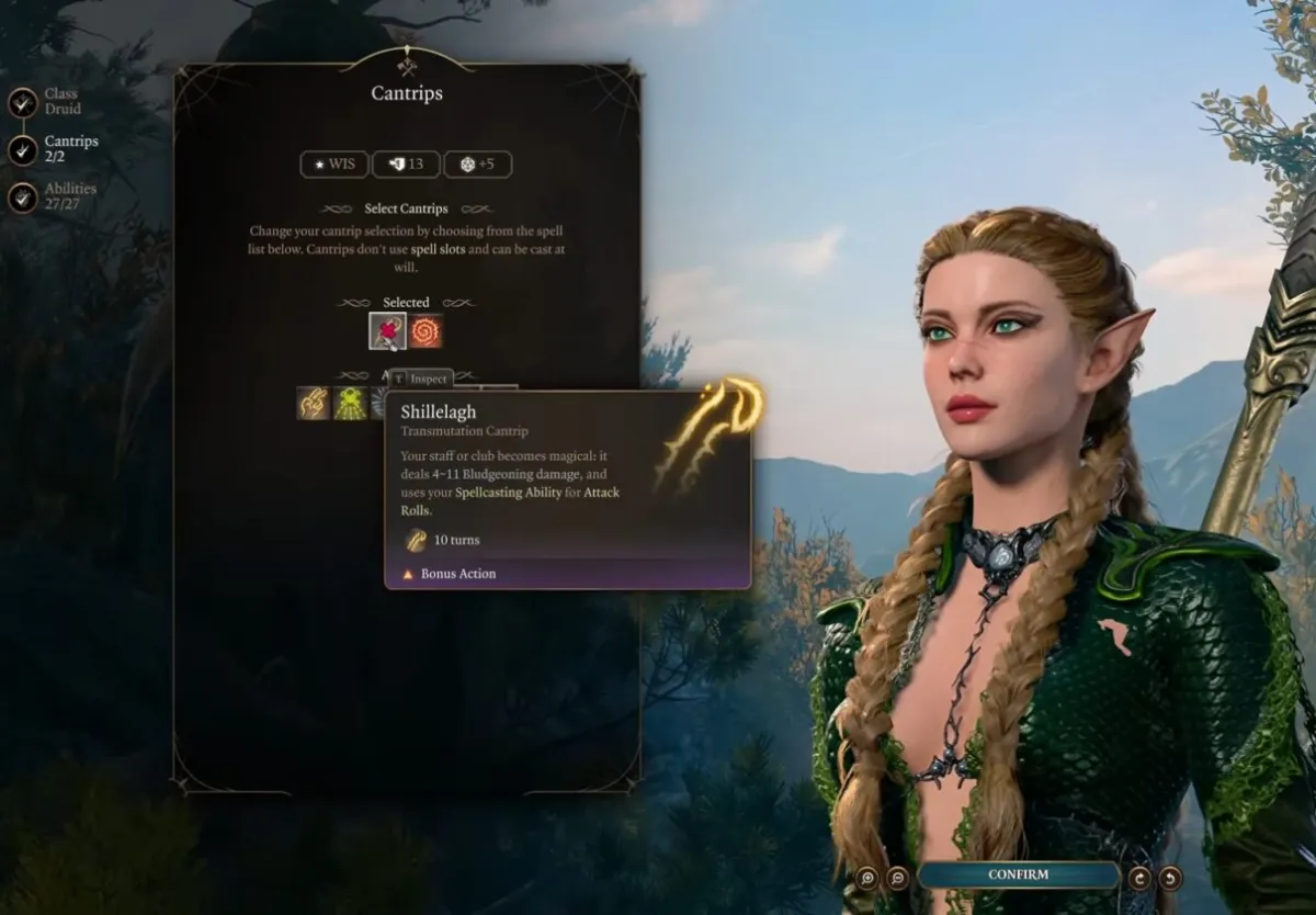 Друид Круга звёзд в Baldur’s Gate 3: выбор на 1 уровне