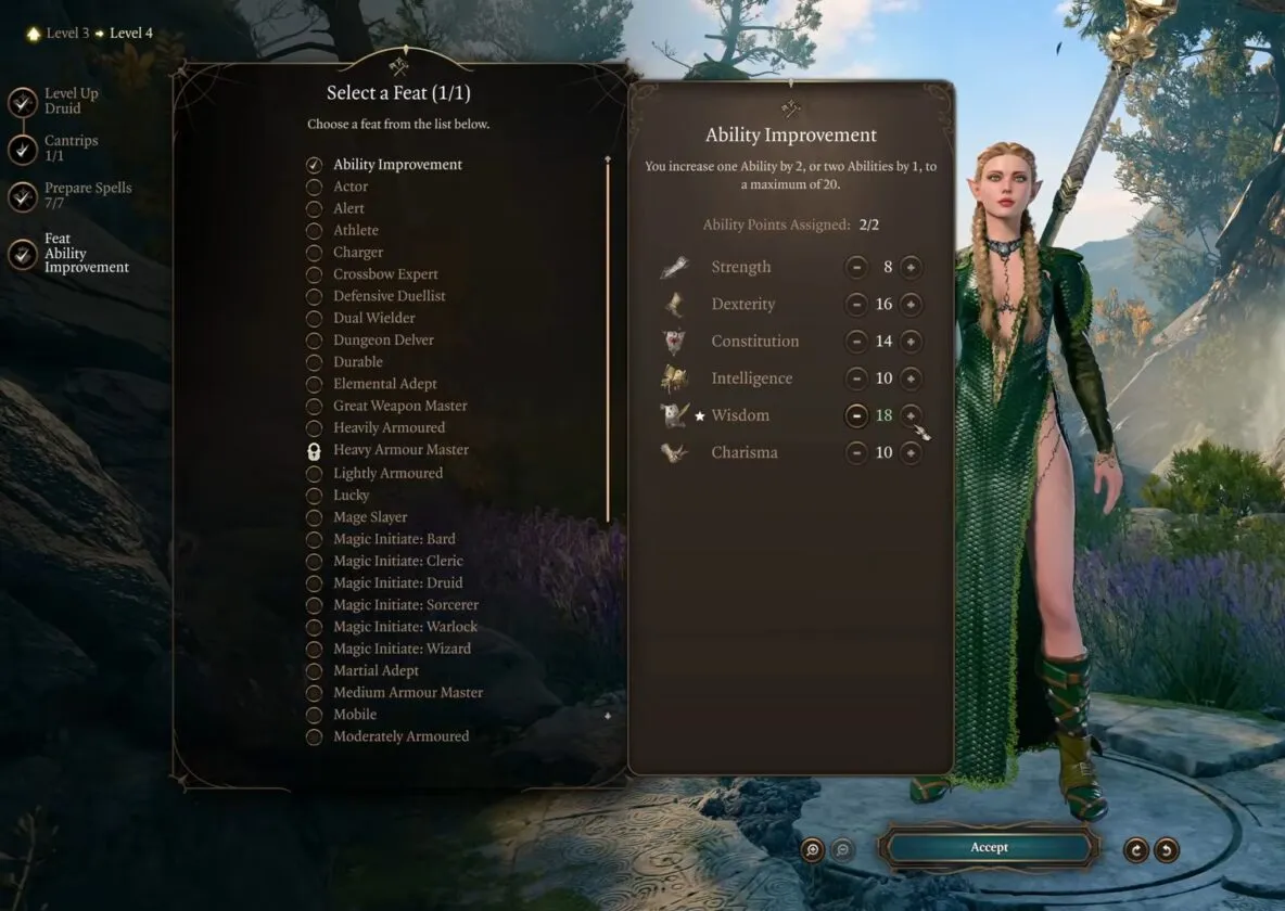 Друид Круга звёзд в Baldur’s Gate 3: выбор на 4 уровне
