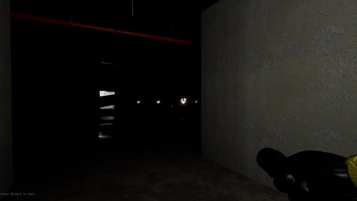 Большой освещенный гараж за воротами M.E.G.