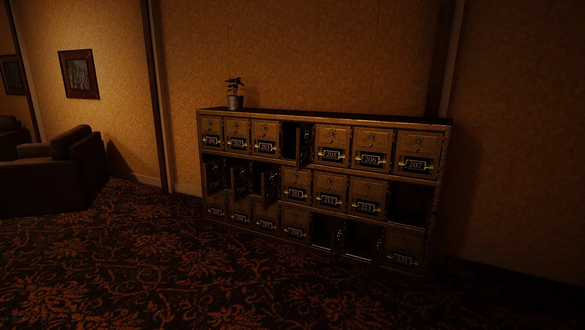 Вестибюль отеля с почтовыми ящиками