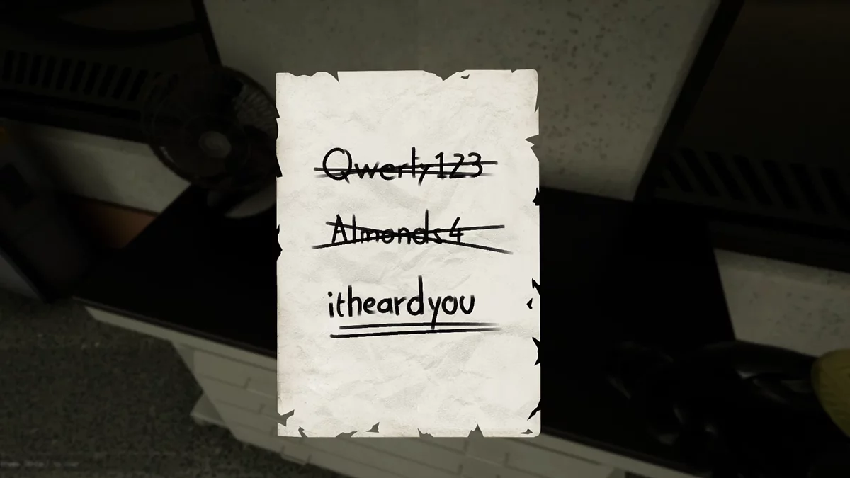 Терминал с кодовой головоломкой у двери M.E.G.