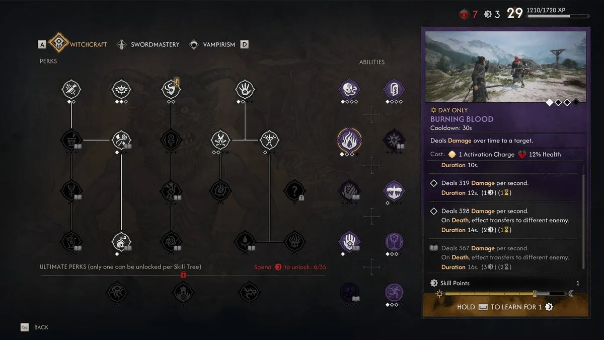 Умение «Пылающая кровь» в The Blood of Dawnwalker