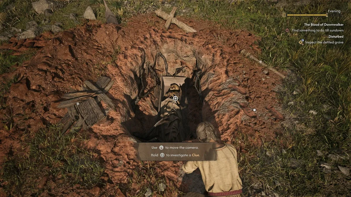 Коэн осматривает разрытую могилу в The Blood of Dawnwalker