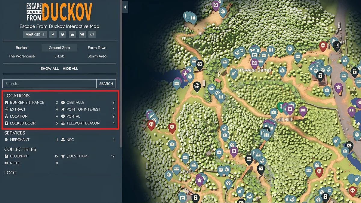 Значки локаций на карте — бункеры, выходы, порталы и точки телепортации