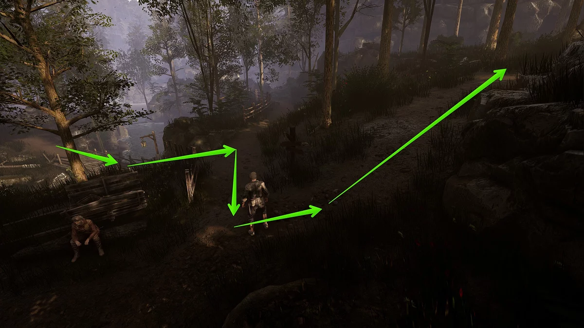 Деревянный мост через реку с водопадом на заднем плане