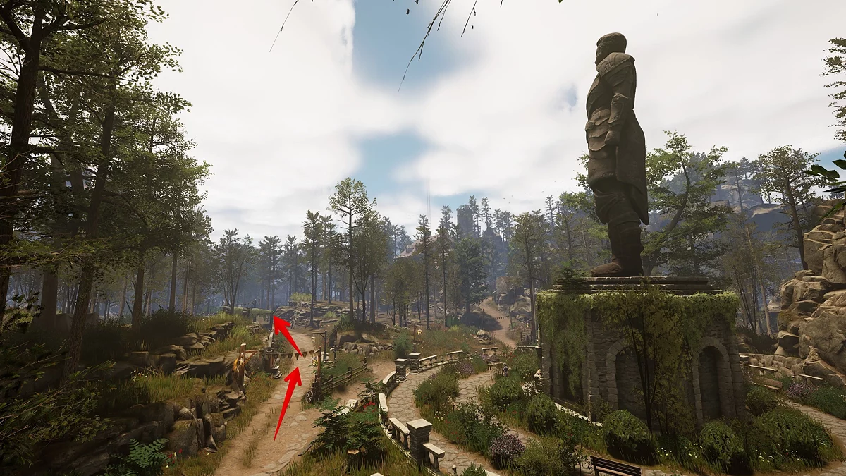 Гигантская древняя статуя на развилке перед предместьями Грейшафта