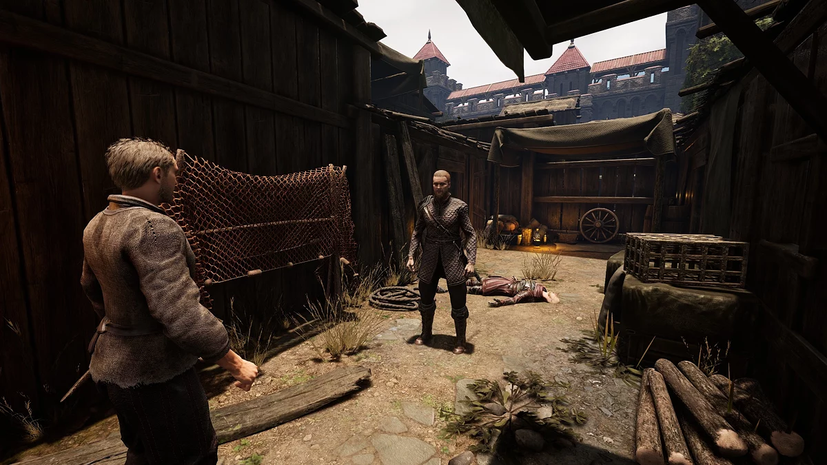 Ирвин спасает главного героя от лже-рыцаря в трущобах