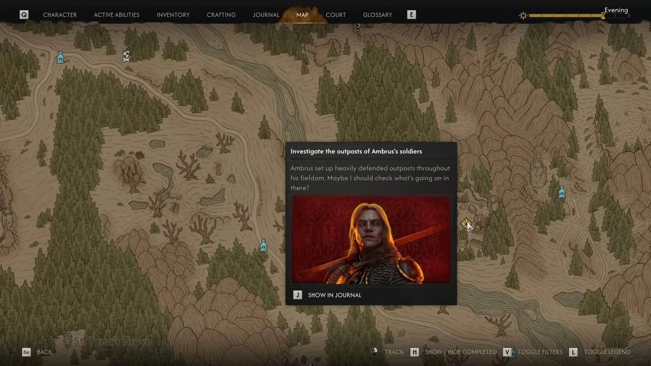 Карта мира The Blood of Dawnwalker с расположением подвалов Амбруса