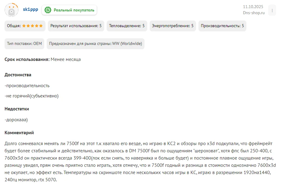 Игровые тесты Ryzen 5 7600X3D с 3D V-Cache