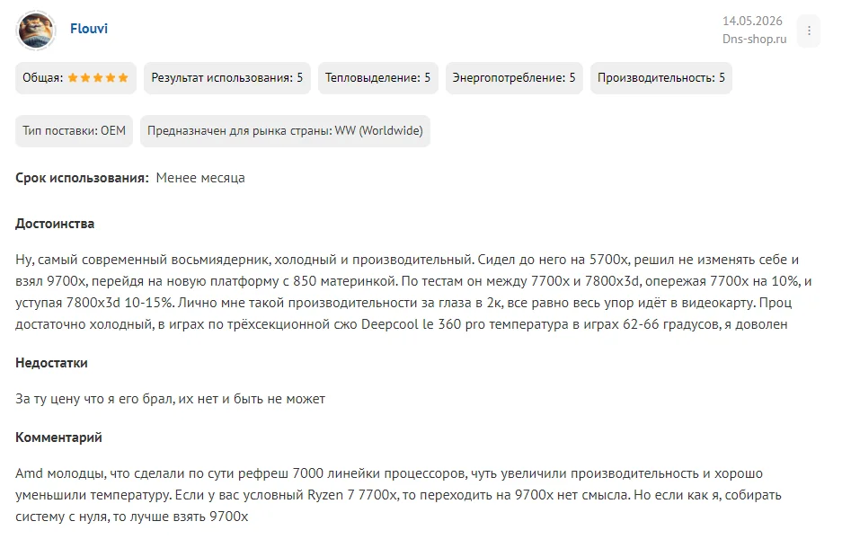 Многопоточная производительность Ryzen 7 9700X