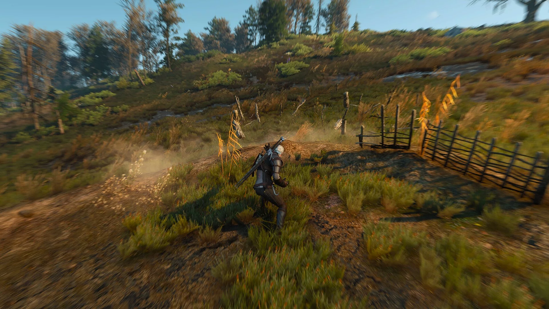 Эффект размытия в The Witcher 3 включён и выключен