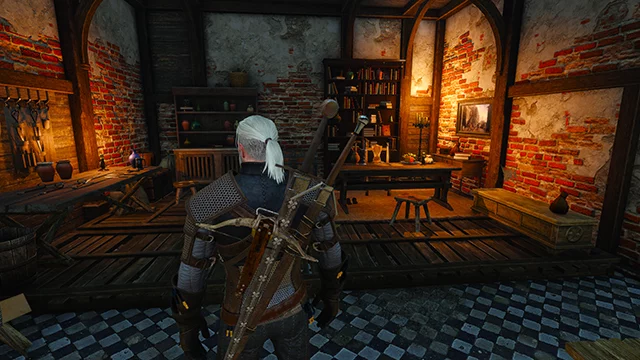 Сравнение HBAO+ и SSAO в затемнённой комнате в The Witcher 3