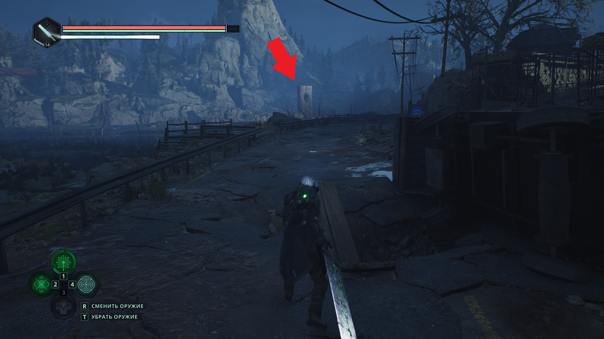 Башня в западной части болот Акаса на карте