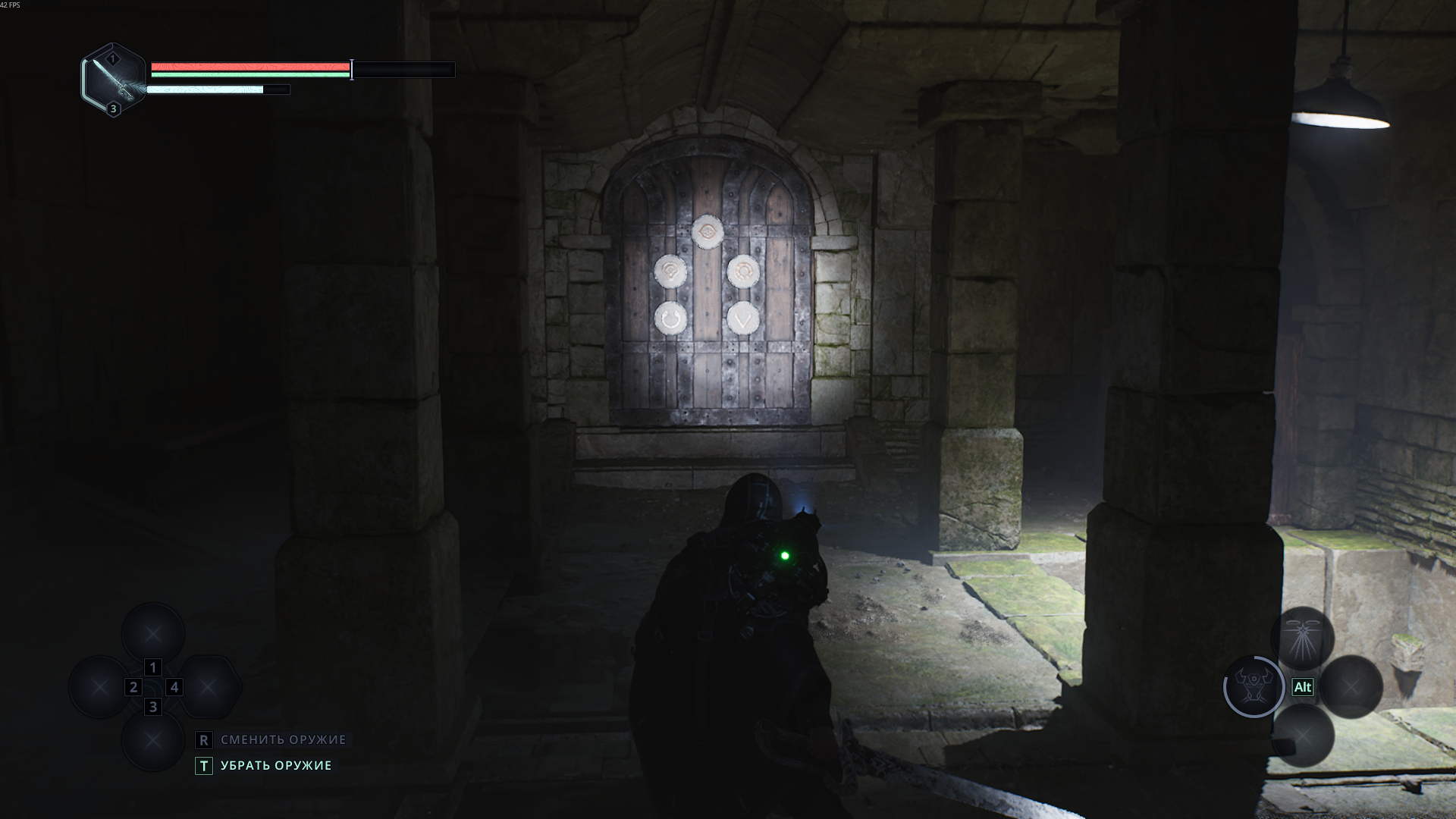 Дверь с пятью символами в катакомбах Hell is Us