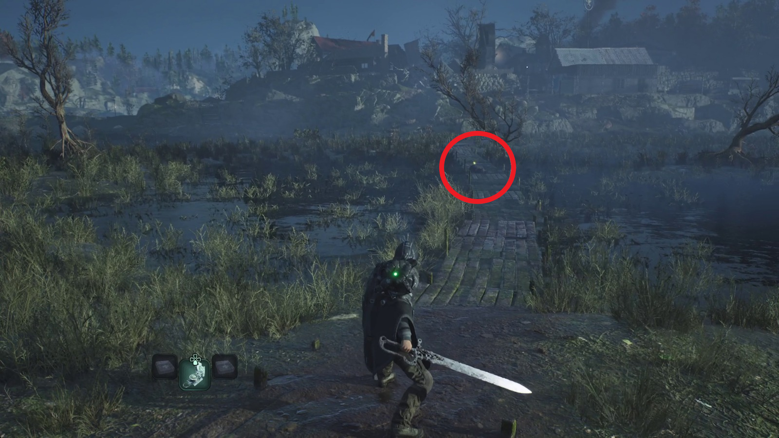 Светящийся огонек на мостках болот Акаса