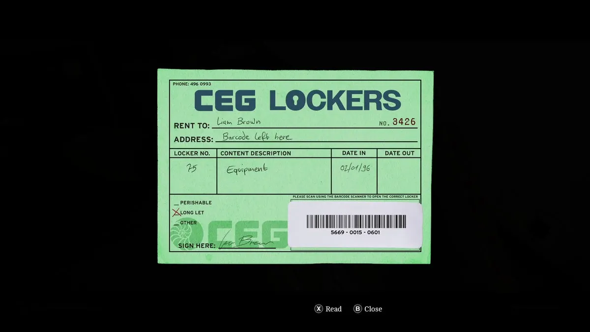 Штрих-код шкафчика с номером камер хранения CEG
