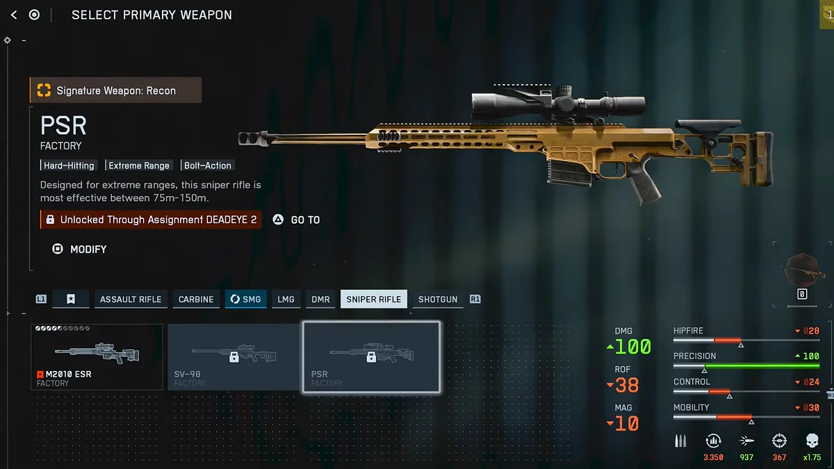 Снайперская винтовка PSR в Battlefield 6 через испытание Deadeye 2