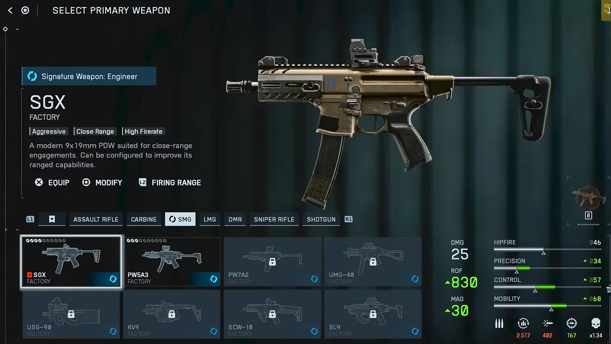 Пистолет-пулемет SGX в Battlefield 6 со старта игры