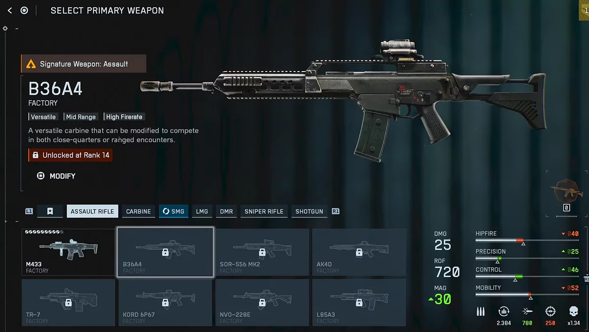 Штурмовая винтовка B36A4 в Battlefield 6 на 14 ранге