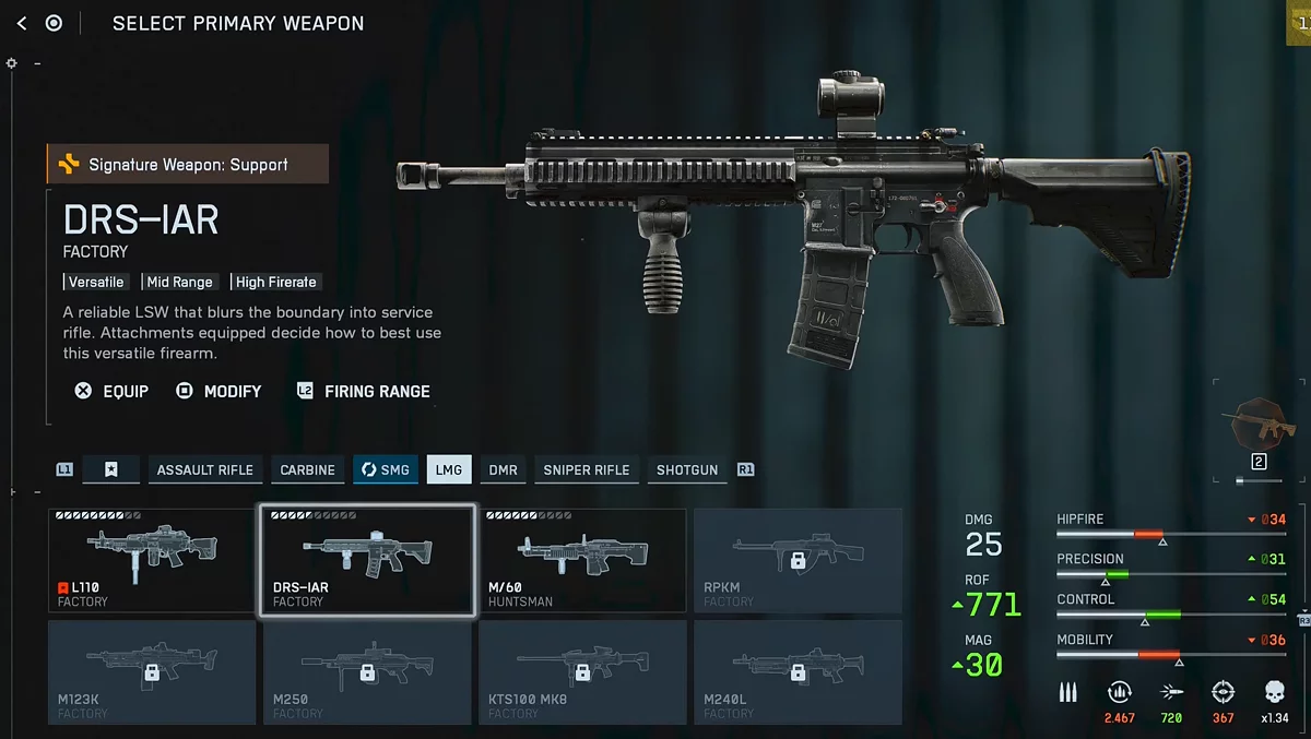 Ручной пулемет DRS-IAR в Battlefield 6 на 9 ранге