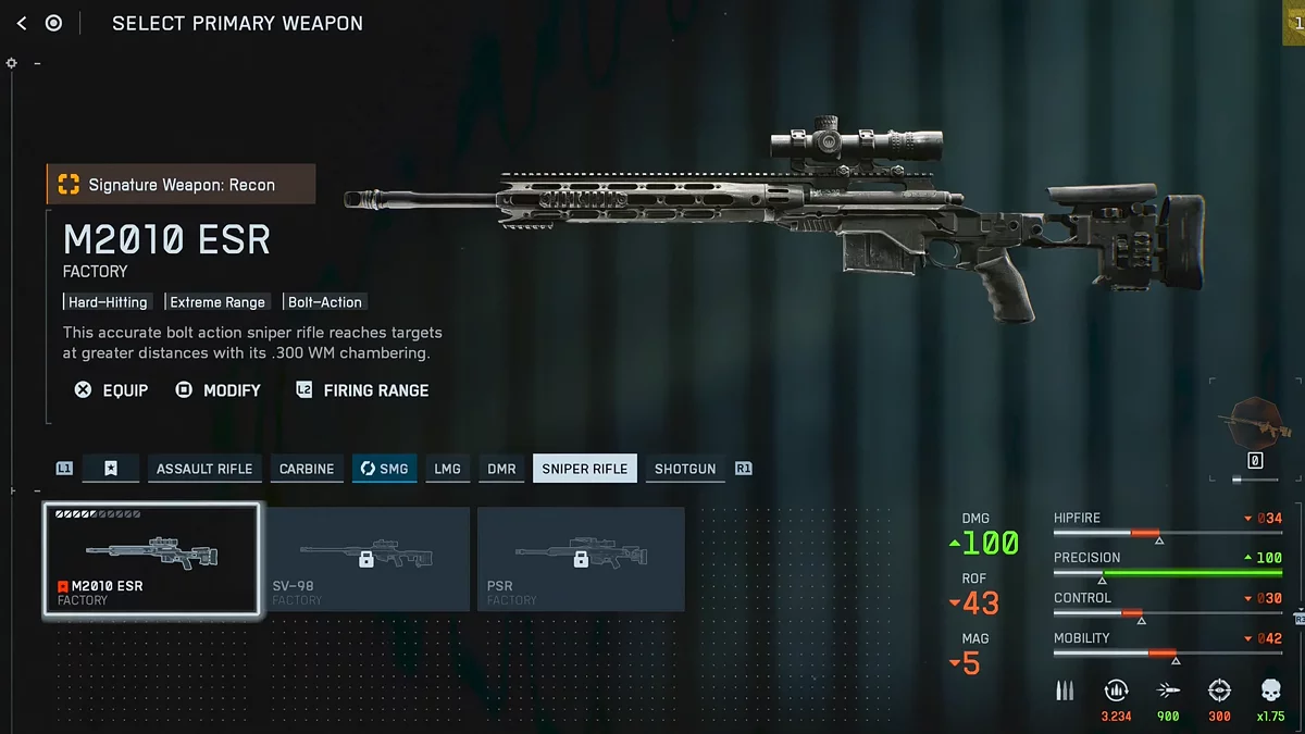 Снайперская винтовка M2010 ESR в Battlefield 6 с начала игры