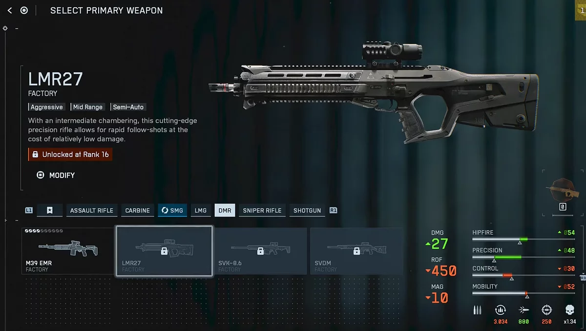 Марксманская винтовка LMR27 в Battlefield 6 на 16 ранге