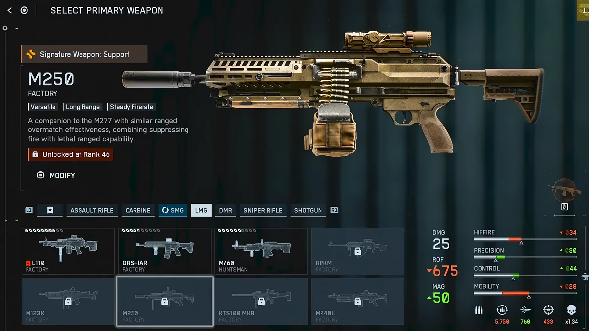 Ручной пулемет M250 в Battlefield 6 с магазином на 50 патронов