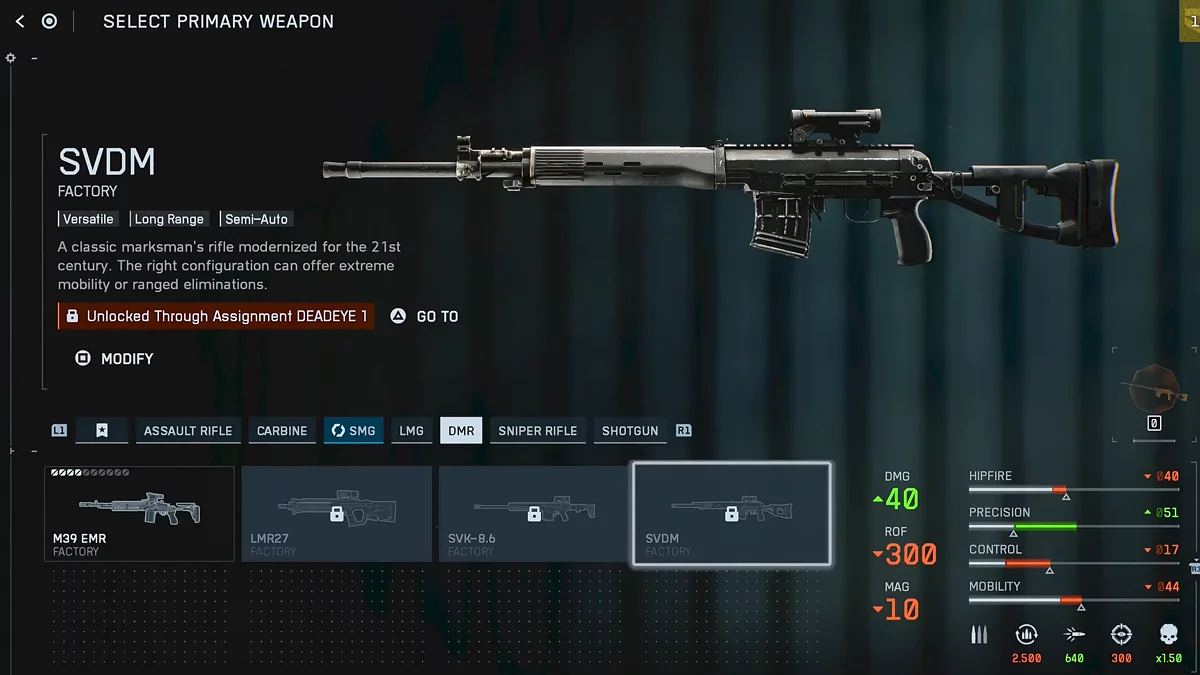 Марксманская винтовка SVDM в Battlefield 6 через испытание Deadeye
