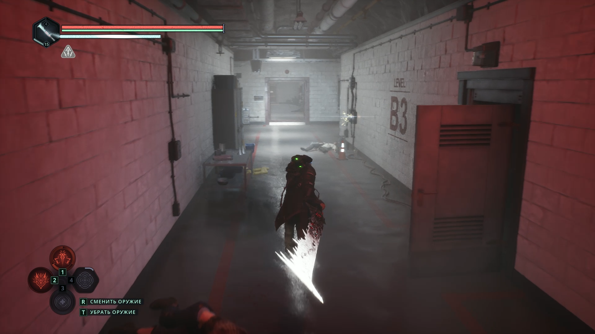 Точка сохранения и синяя дверь в лабораторию