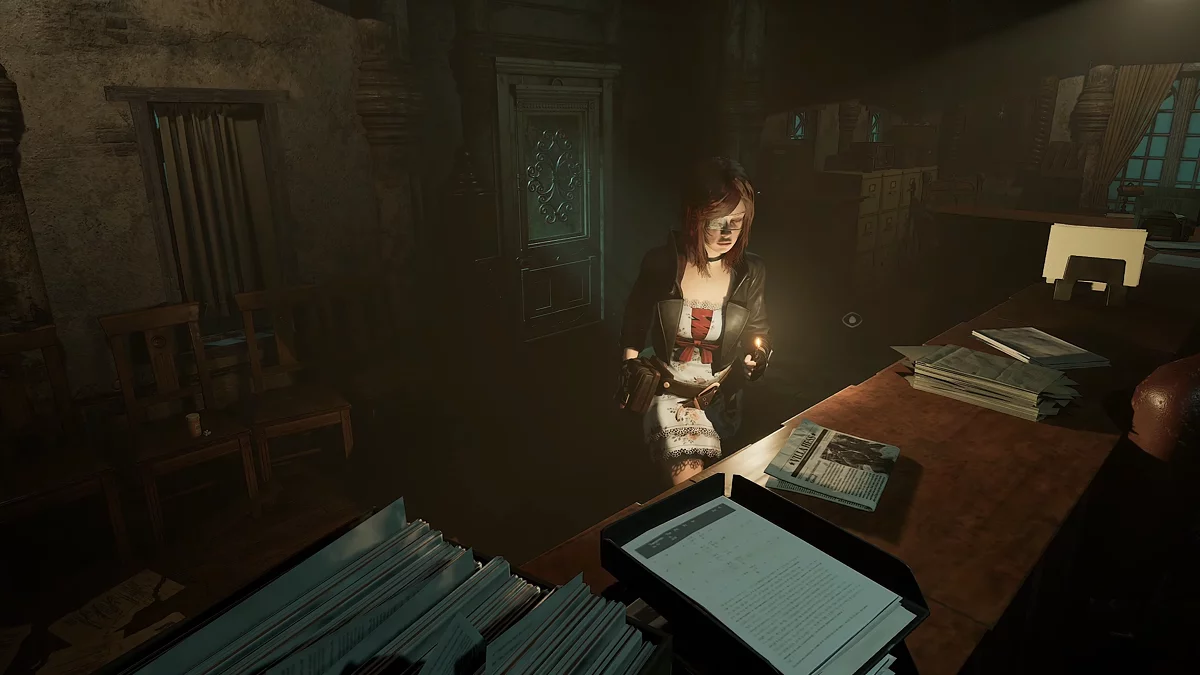 Первая часть газетной статьи на стойке в офисе кладбища