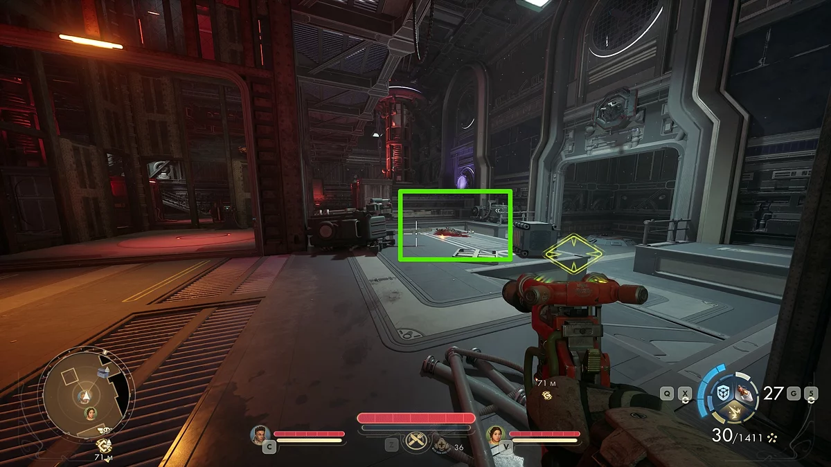 Расположение второго оружейного пропуска в центральном зале электростанции