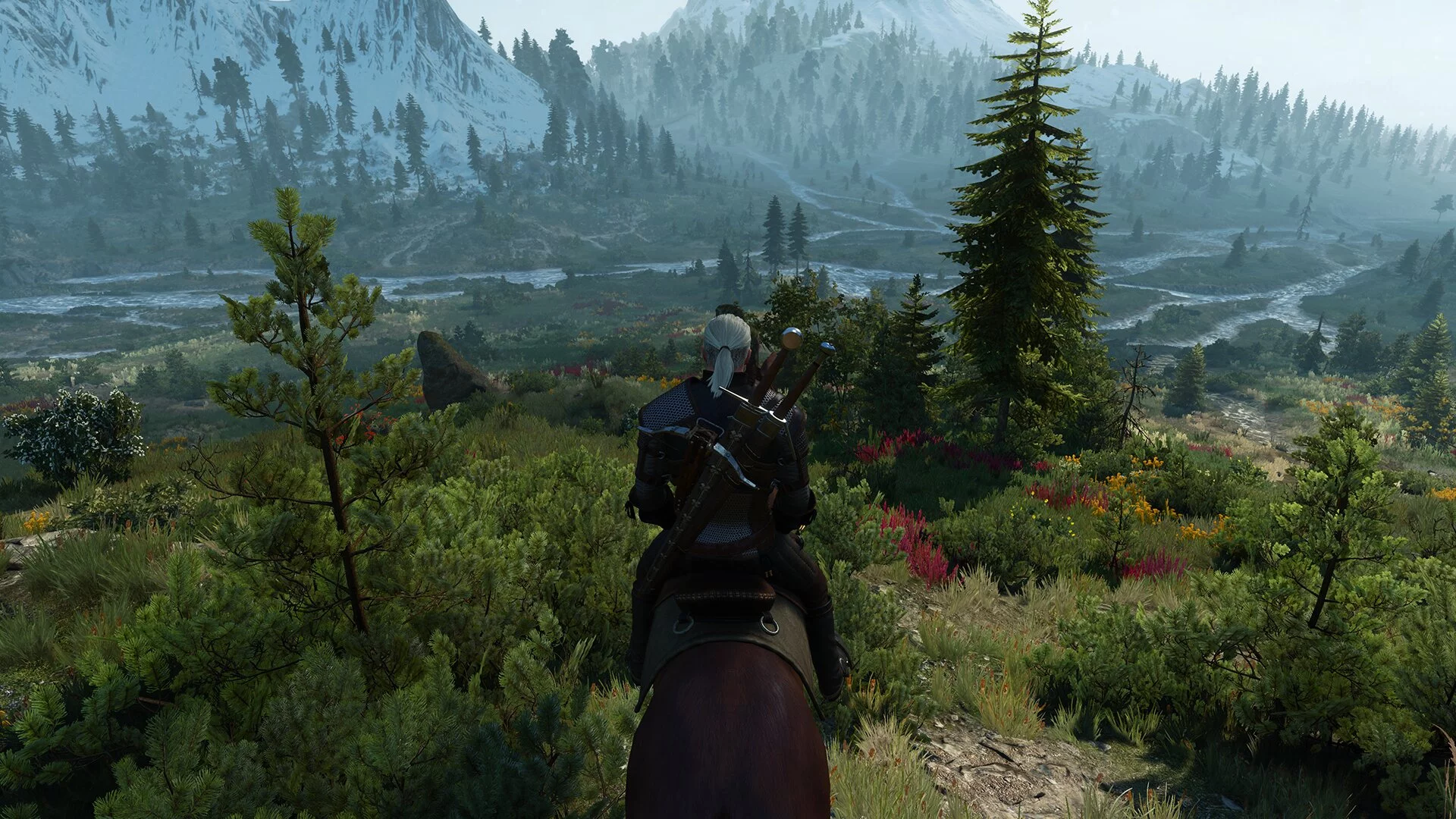 Сравнение дальности и качества травы в The Witcher 3 при изменении GrassDistanceScale
