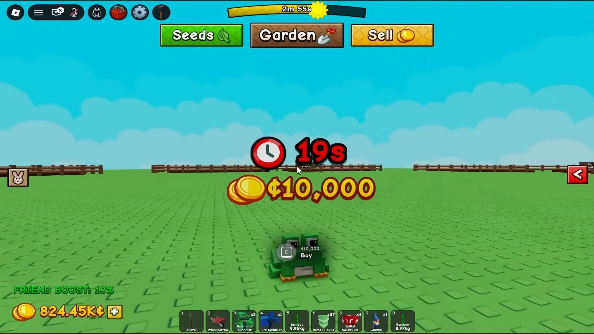 Питомец следует за игроком по саду в Grow a Garden 2